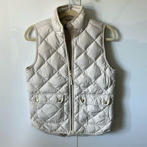 J.Crew beautiful cream down puffer vest with gold zipper/snaps. Size XS EUC